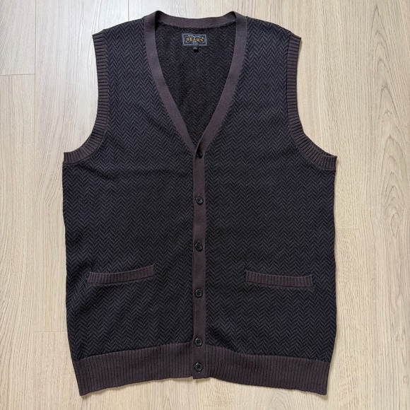 Beams Other - Beams Plus Brown Wool Knit Sweater Vest Mens XL Japan Casual Preppy Formal